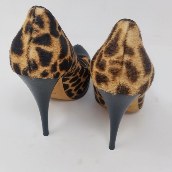 Fendi Leather Leopard Print Calf Hair Pumps 37 - Picture 6 of 10